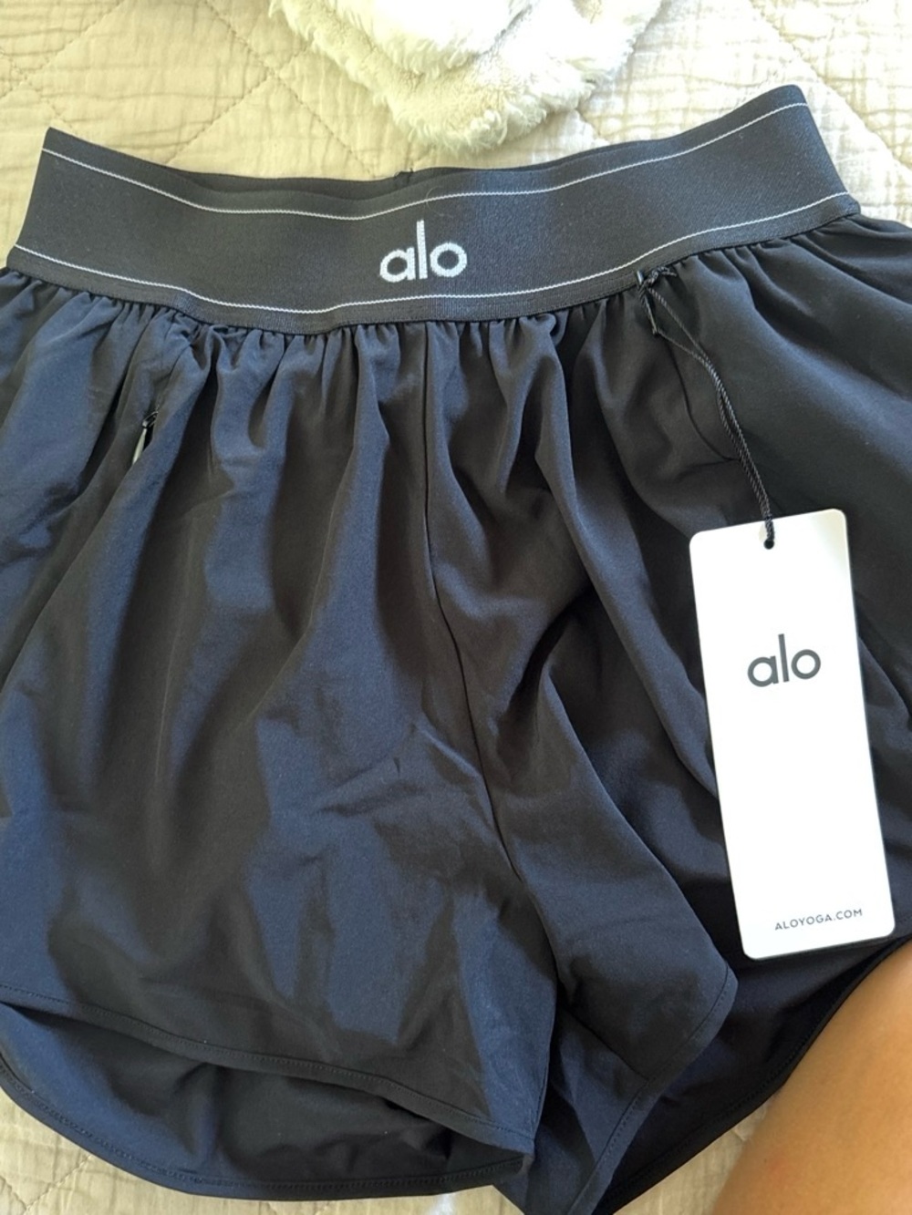 ALO Yoga Black Athletic Shorts with Logo Waistband